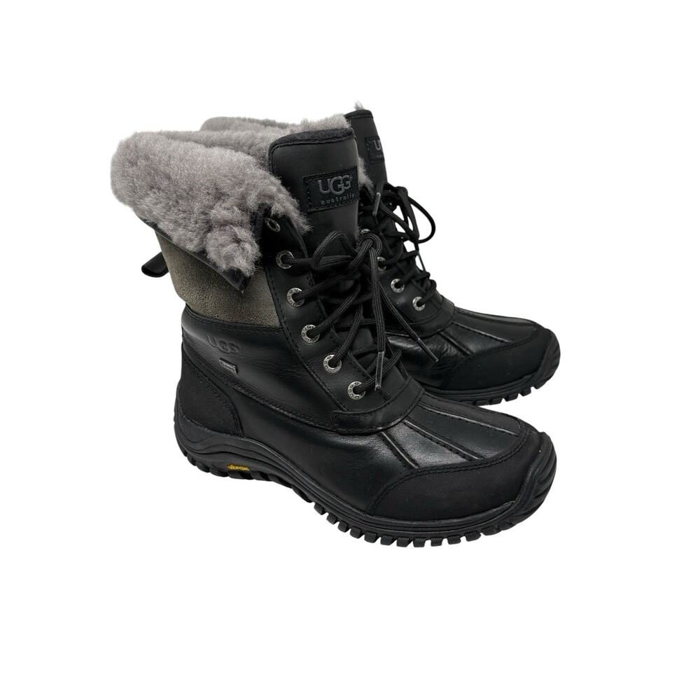 UGG Adirondack II Black & Gray Leather/Suede/Sheepskin Winter Boot US 7 EU 38